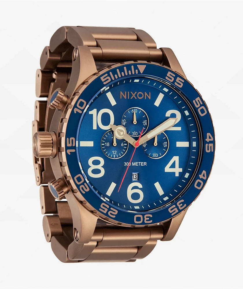 Nixon 51-30 Chrono Desert Gold & Arles Blue Analog Watch