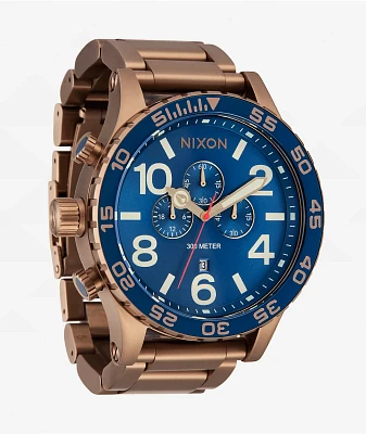 Nixon 51-30 Chrono Desert Gold & Arles Blue Analog Watch