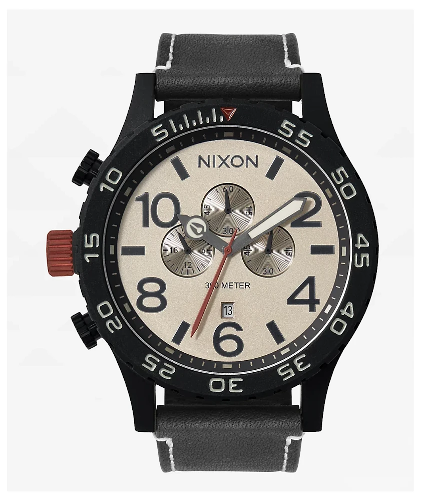 Nixon 51-30 Chrono Leather Black & Charcoal Analog Watch