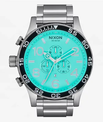 Nixon 51-30 Chrono Silver & Turqoise Analog Watch