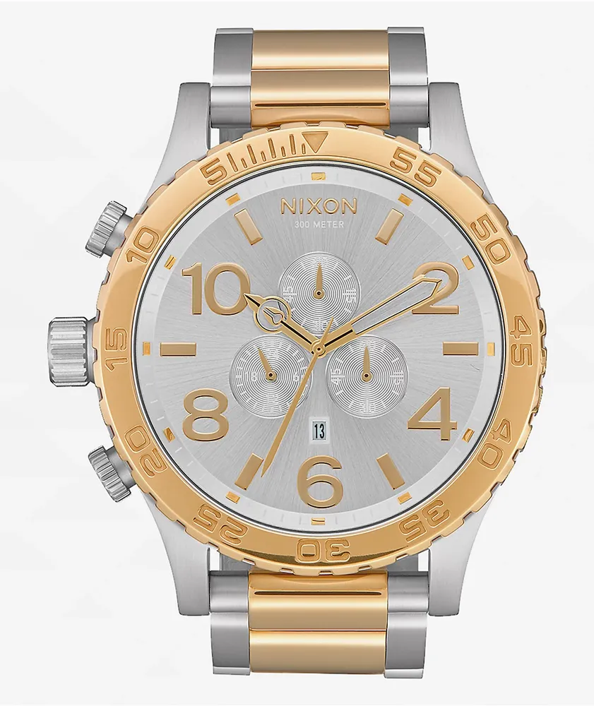 Nixon 51-30 Silver & Gold Chronograph Watch