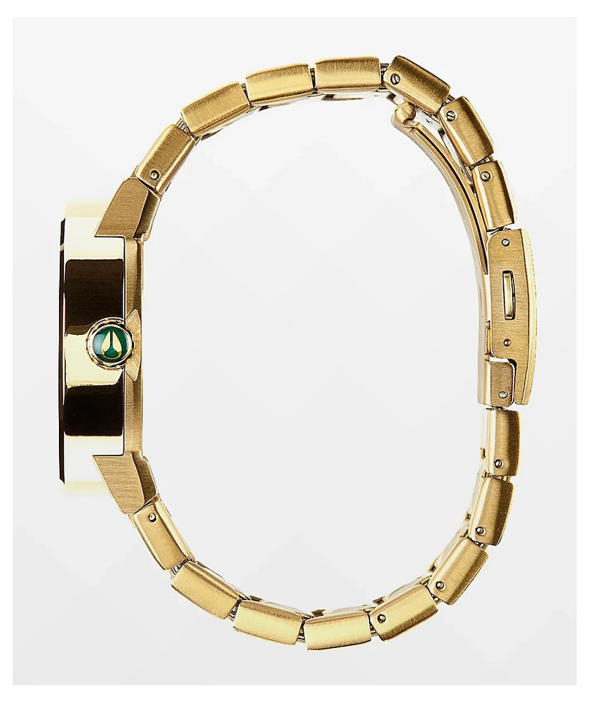Nixon Cannon Gold & Green Sunray Analog Watch