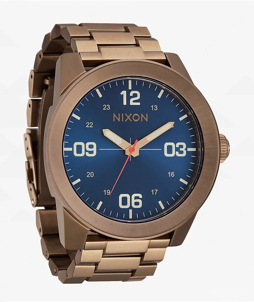 Nixon Corporal Stainless Steel Desert Gold & Arles Blue Analog Watch