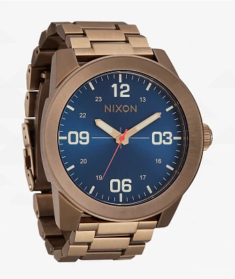 Nixon Corporal Stainless Steel Desert Gold & Arles Blue Analog Watch