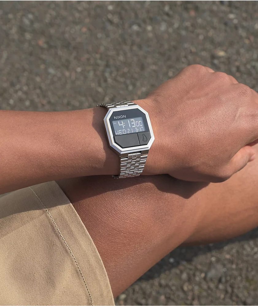 Nixon Re-Run Black & Silver Digital Watch