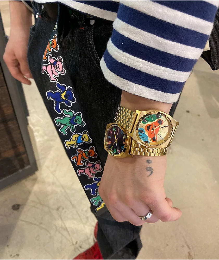 Nixon x The Grateful Dead Time Teller Dancing Bears Gold Analog Watch