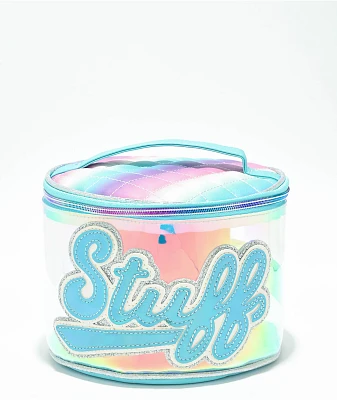 OMG Accessories Stuff Blue Glazed Round Glam Bag