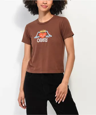 Obey Angel Heart Sepia Crop T-Shirt
