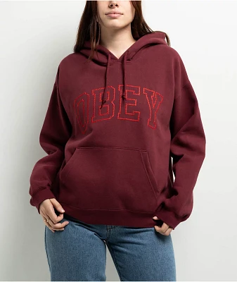 Obey Collegiate Cross Stitch Red Hoodie
