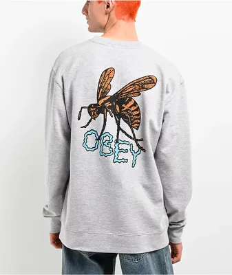 Obey Hornet Grey Crewneck Sweatshirt