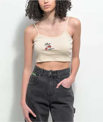 Obey Scatch N Sniff White Crop Tank Top