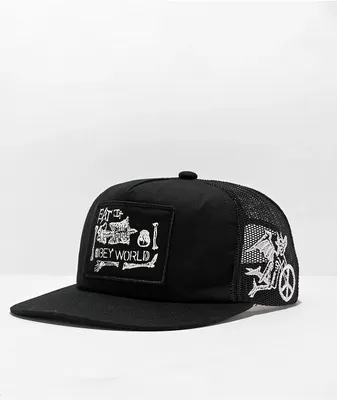Obey World Black Strapback Hat