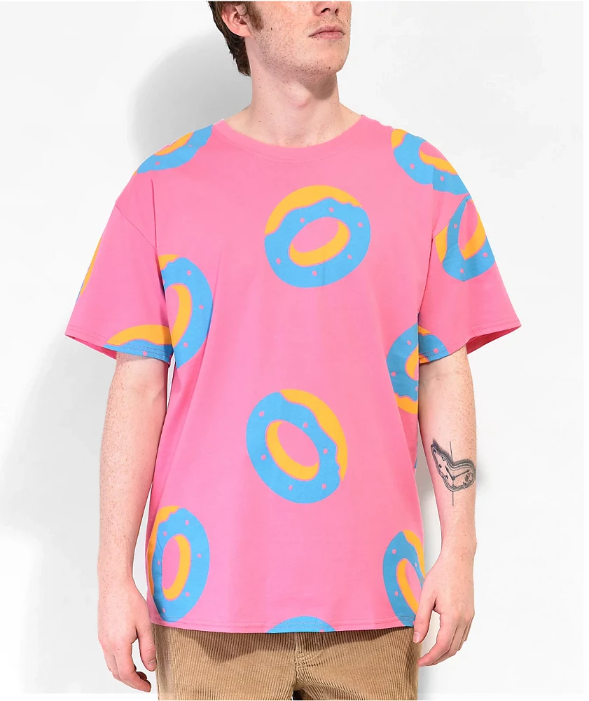 Odd Future All Over Donut Logo Pink T-Shirt