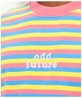 Odd Future OF Pink, Blue & Yellow Striped T-Shirt