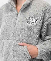 Odd Future Sherpa Grey Crop Half Zip Fleece Sweatshirt