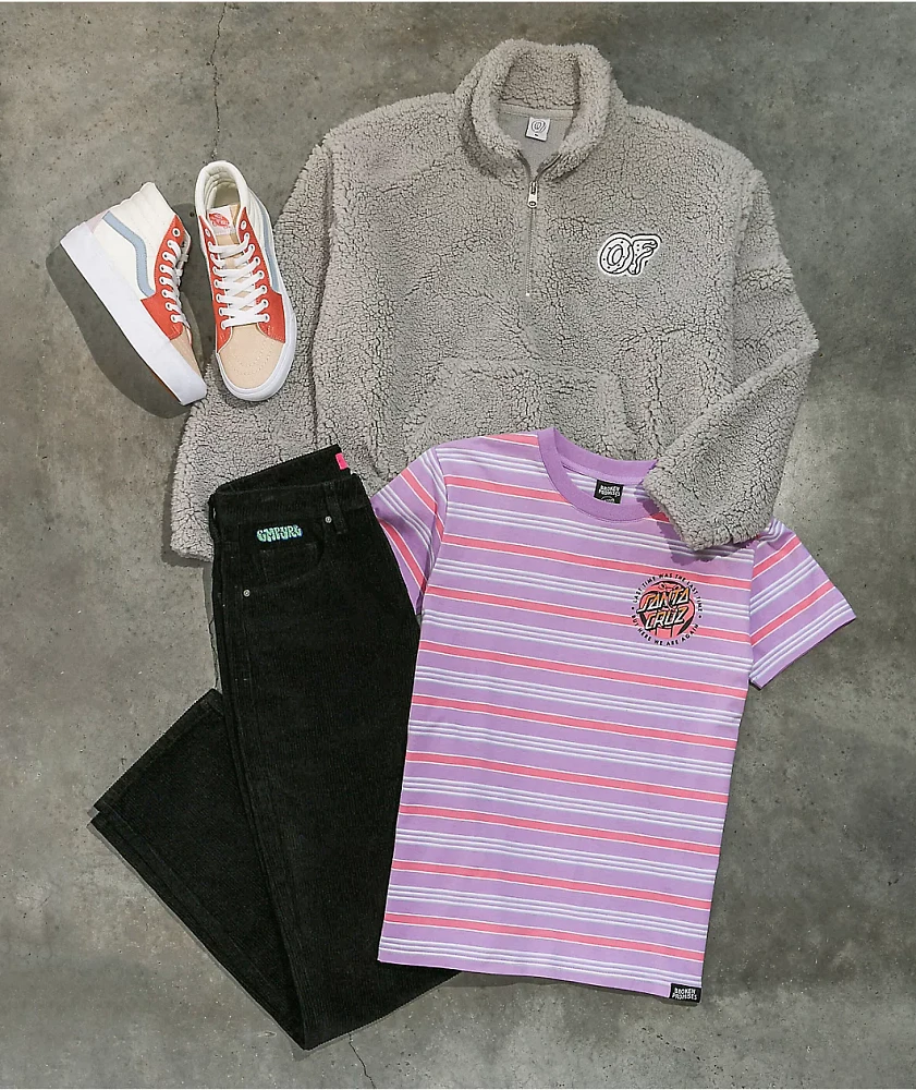 Odd Future Sherpa Grey Crop Half Zip Fleece Sweatshirt