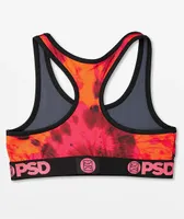 PSD x Naruto Dark Red Tie Dye Linework Sports Bra