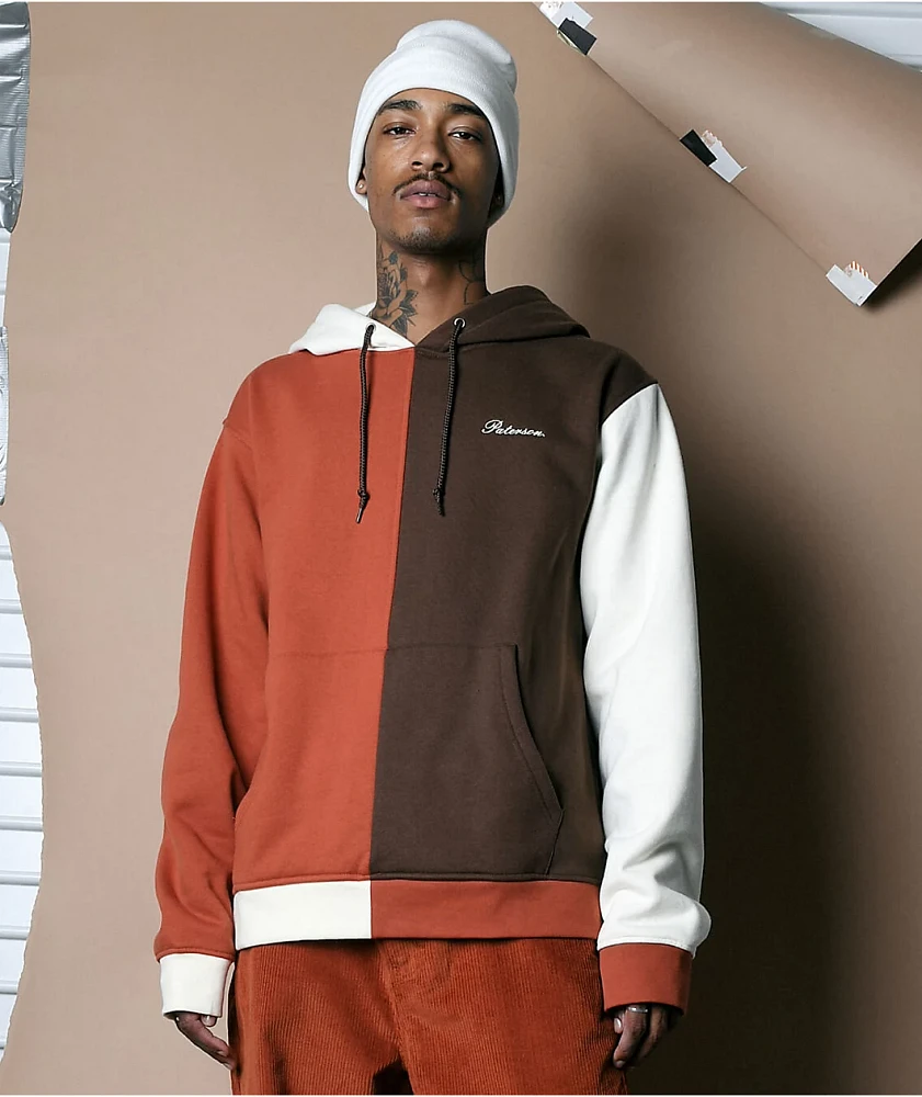Paterson Brown, Orange, & White Colorblock Hoodie