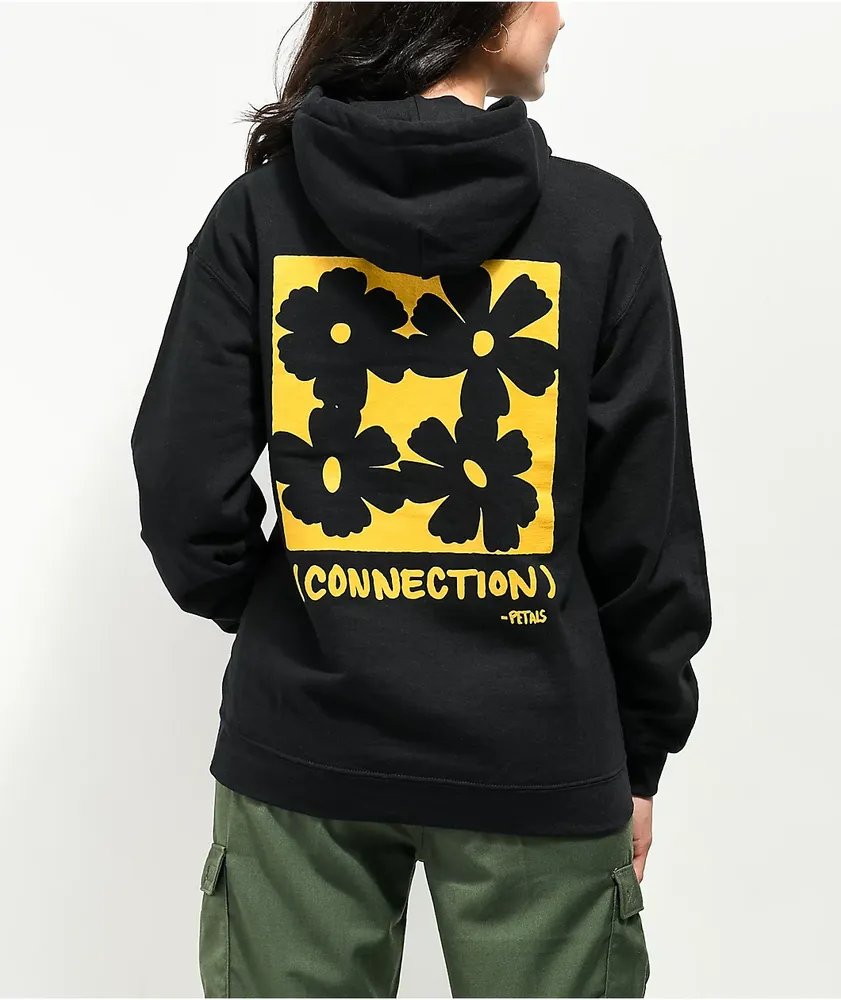 Petals and Peacocks Connections Black Hoodie