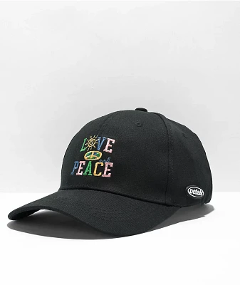 Petals and Peacocks Love And Peace Black Strapback Hat