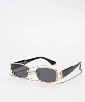 Petals and Peacocks Mercine Gold & Black Sunglasses