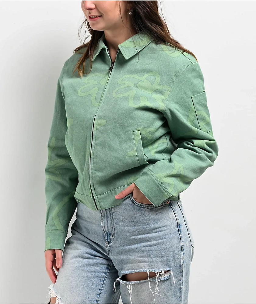 Petals by Petals and Peacocks Green Crop Work Jacket