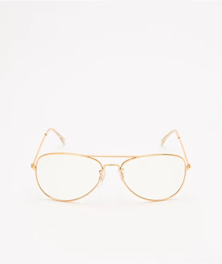 Pilot Gold & Clear Blue Light Glasses