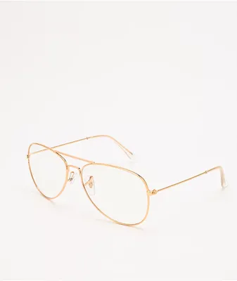 Pilot Gold & Clear Blue Light Glasses