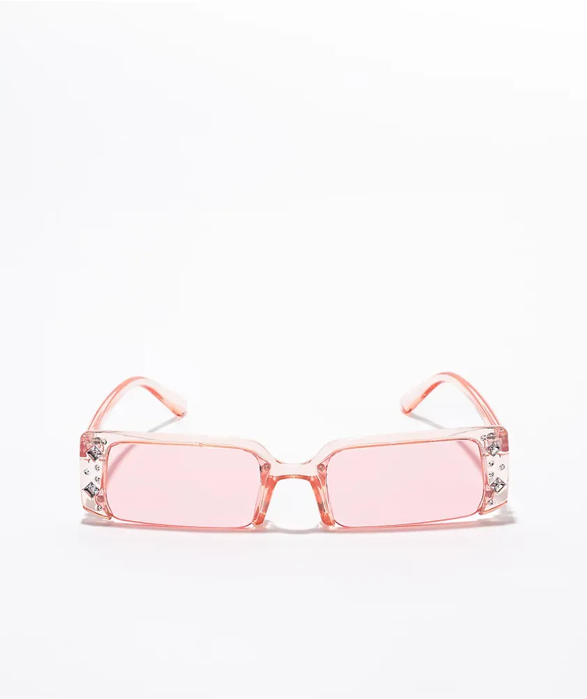 Pink Rectangle Bling Sunglasses
