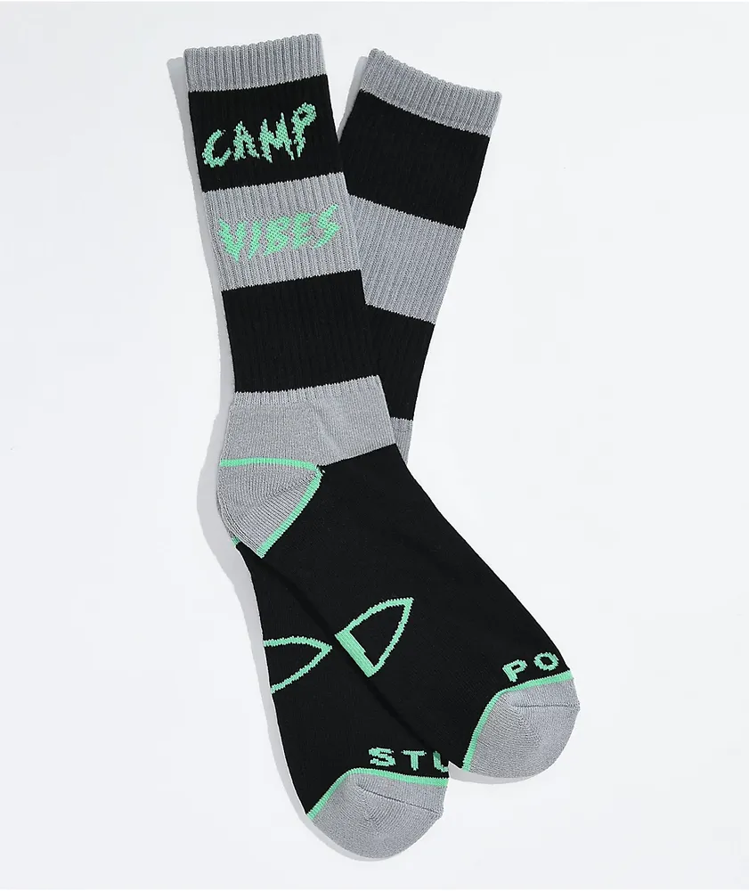 Poler Camp Vibes Black & Grey Crew Socks
