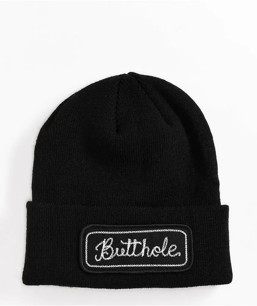 Porous Walker Chainstitch Butthole Black Beanie