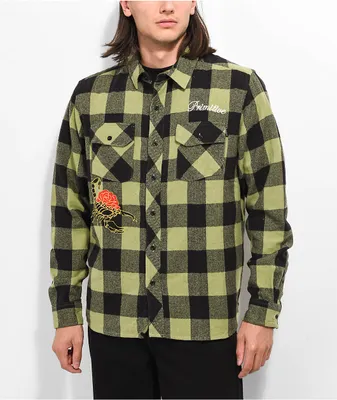 Primitive Buffalo Black & Green Flannel Shirt