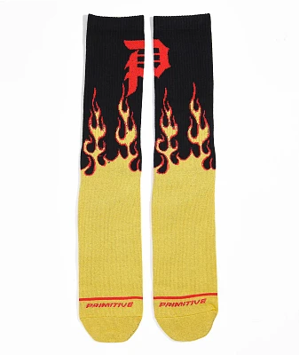 Primitive Burnout Black Crew Socks