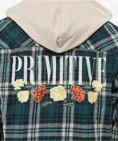 Primitive Layne Green Hooded Flannel Shirt