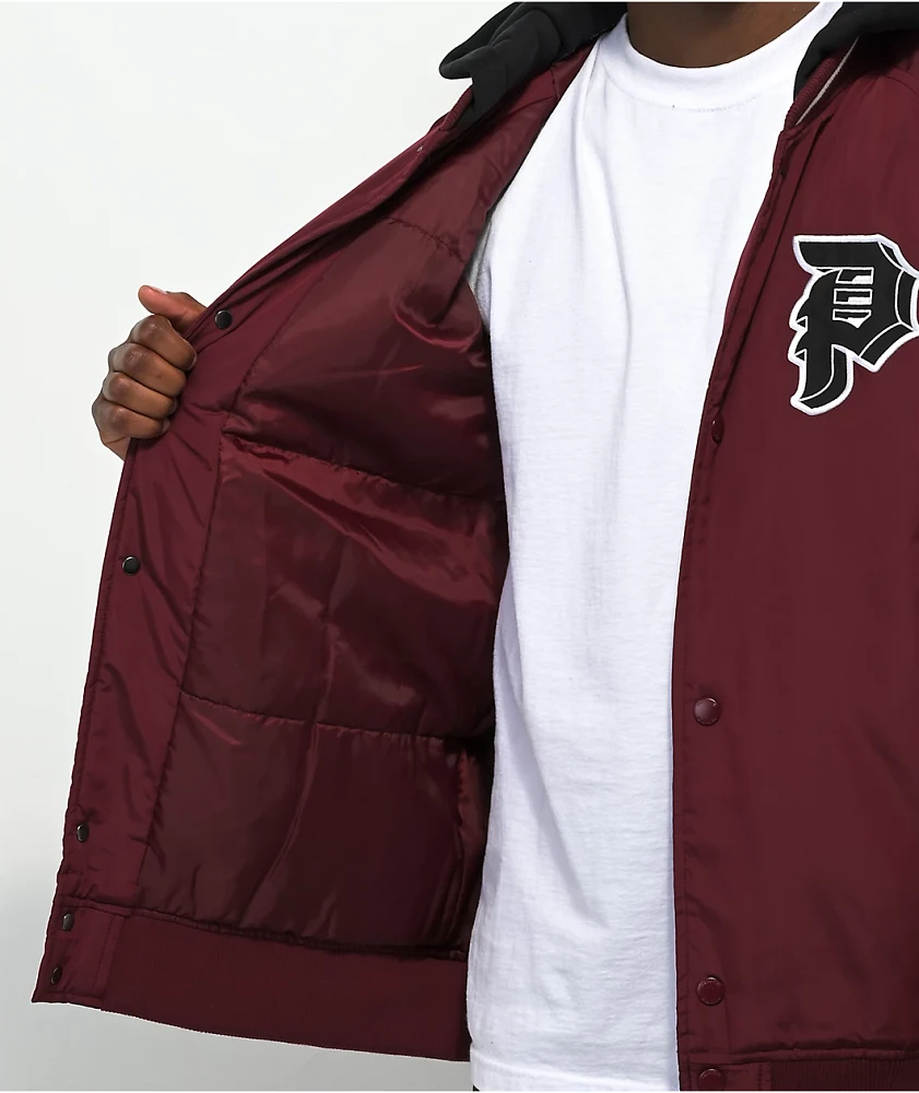 Primitive Two-fer Wine Hooded Varsity Jacket