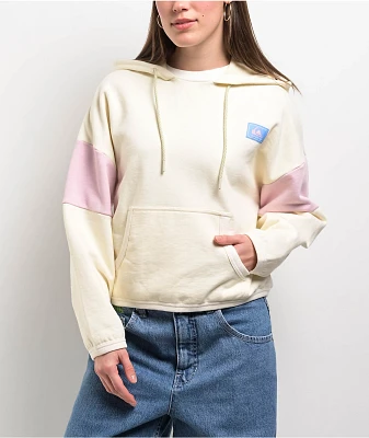 Quiksilver Wave Check Off White French Terry Boxy Hoodie