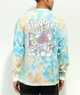 RIPNDIP Kaleidoscopic Blue Tie Dye Long Sleeve T-Shirt