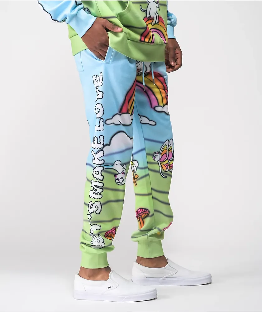 RIPNDIP Let's Make Love Blue & Green Jogger Sweatpants
