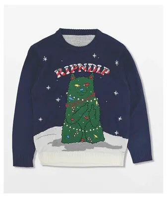 RIPNDIP Litmas Tree Navy Crewneck Sweater