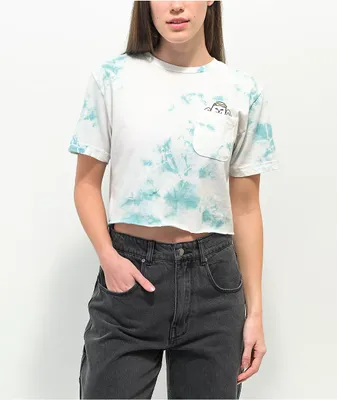 RIPNDIP Lord Angel White & Blue Tie Dye Crop Pocket T-Shirt