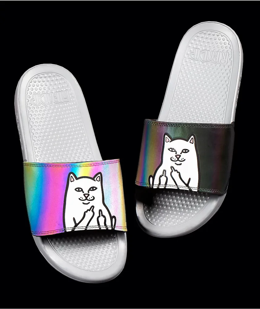 RIPNDIP Lord Nermal Iridescent Grey Slide Sandals