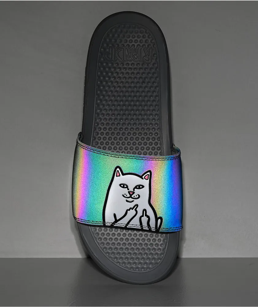 RIPNDIP Lord Nermal Iridescent Grey Slide Sandals