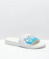 RIPNDIP Lord Nermal White & Blue Flame Sandals