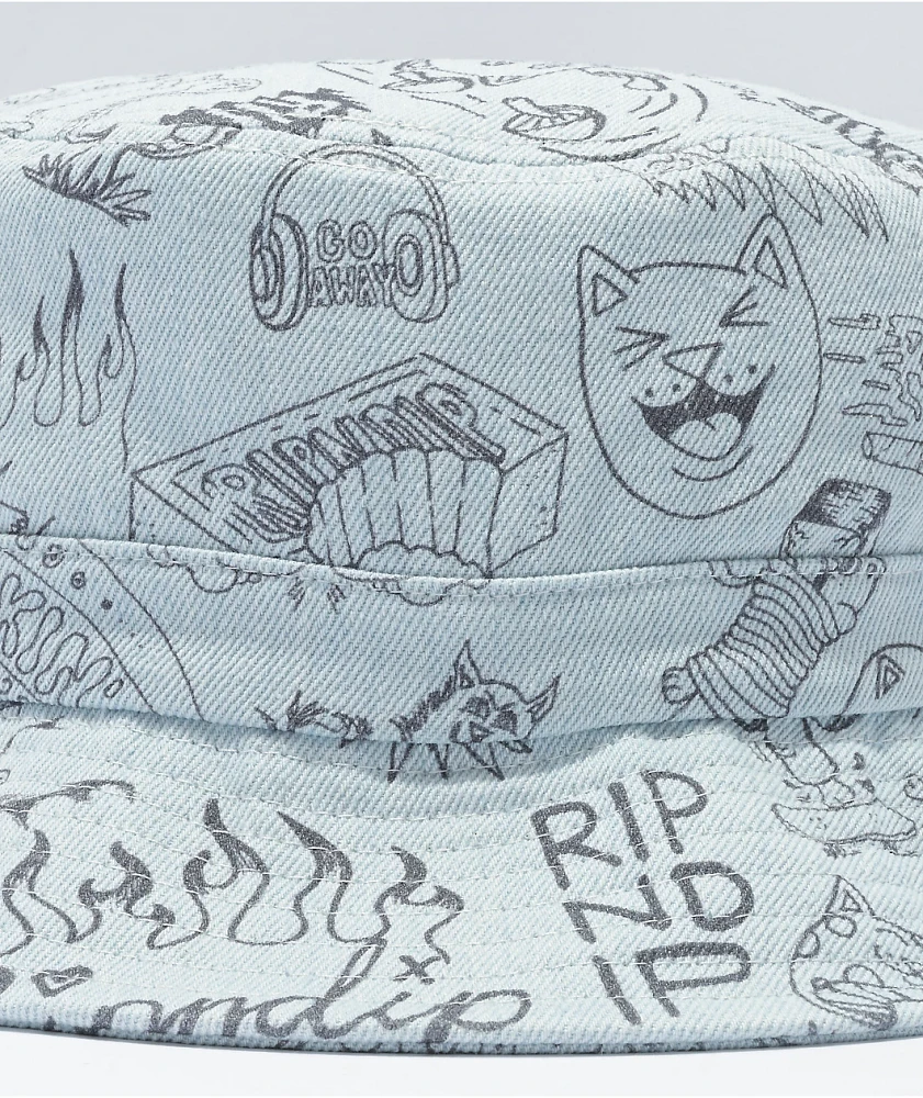 RIPNDIP Marker Grey Light Wash Denim Bucket