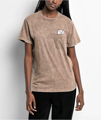 RIPNDIP Nermal Tan Mineral Wash Pocket T-Shirt
