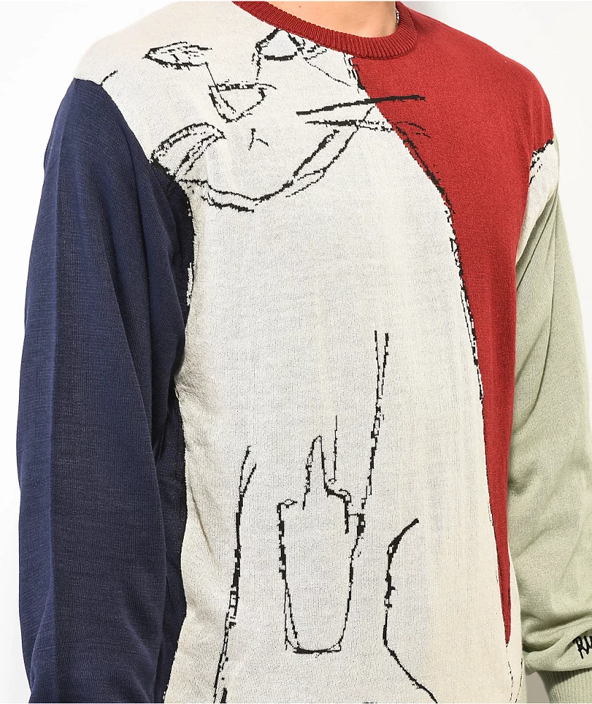 RIPNDIP Nermhol Red, White & Blue Knit Sweater