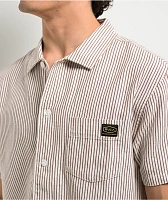 RVCA Dayshift Stripe II Natural Short Sleeve Button Up Shirt