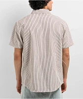 RVCA Dayshift Stripe II Natural Short Sleeve Button Up Shirt