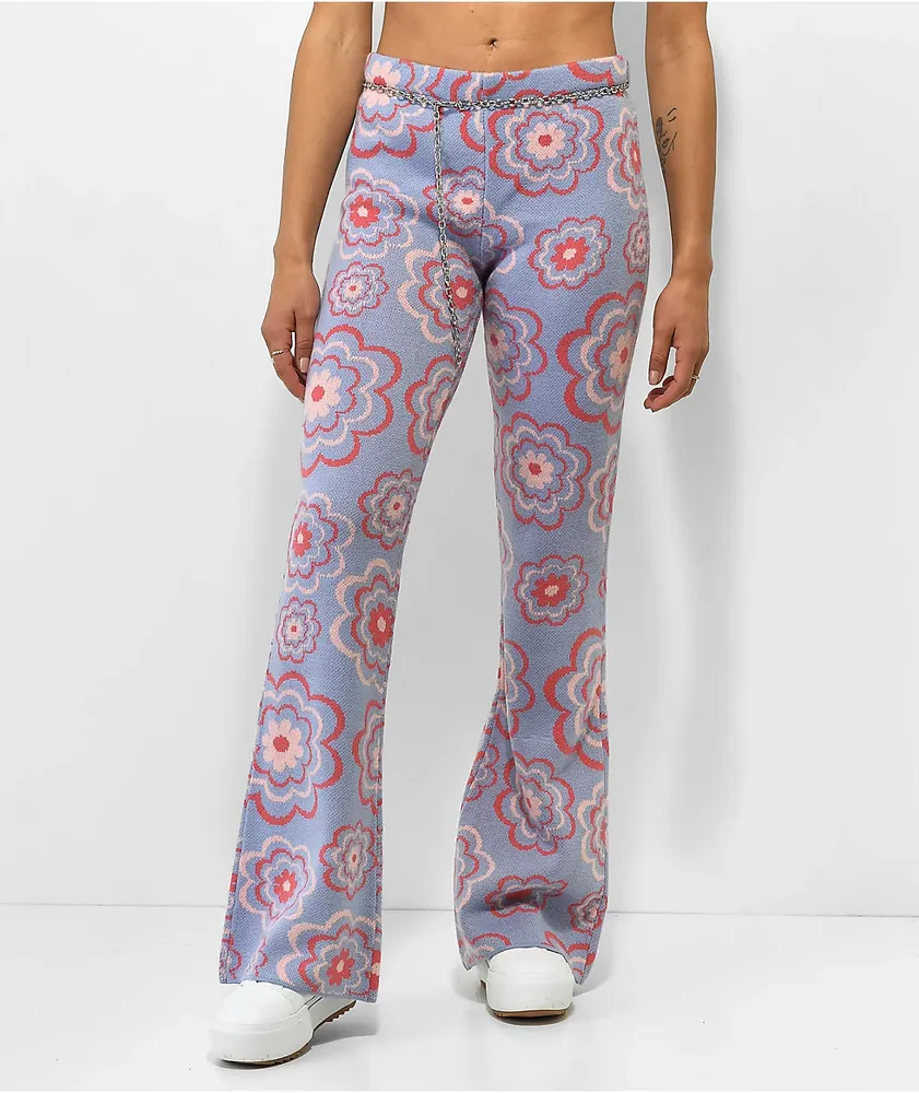 Ragged Priest Flower Power Purple Flare Pants