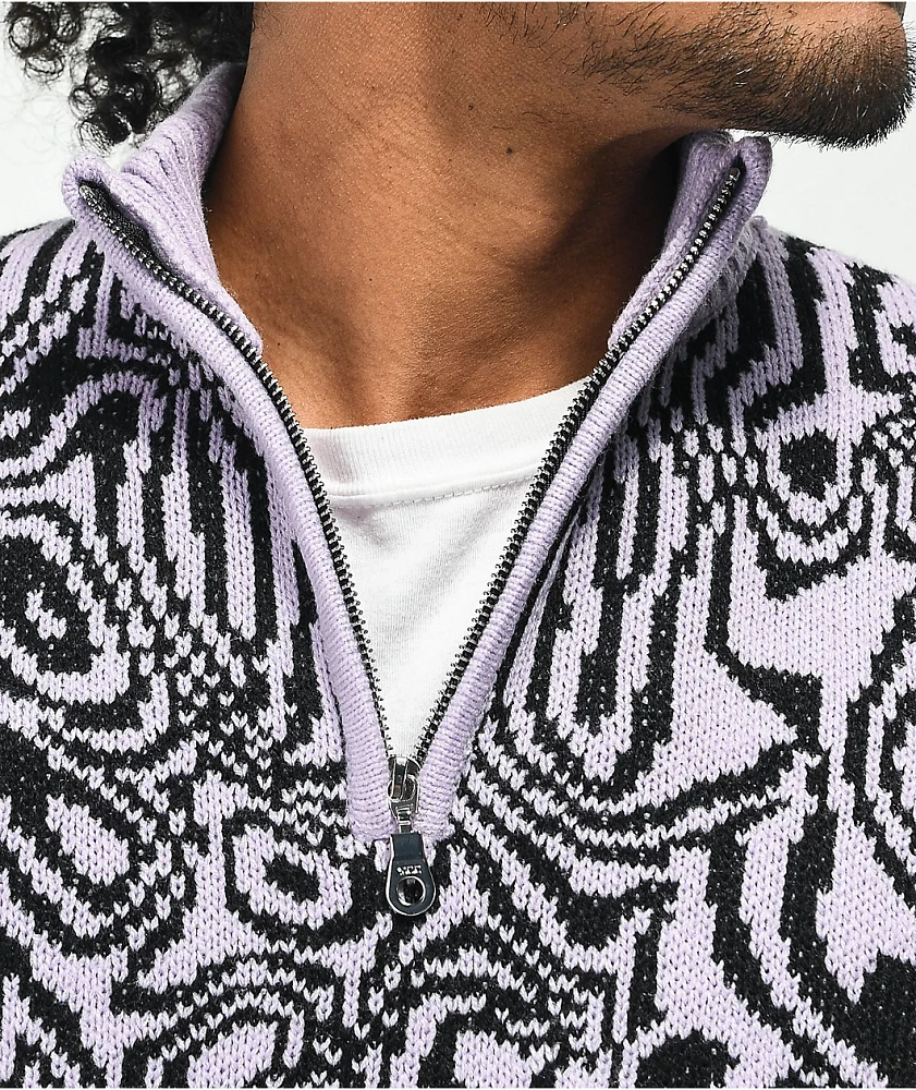 Ragged Priest Spacey Pink & Black Half-Zip Sweater